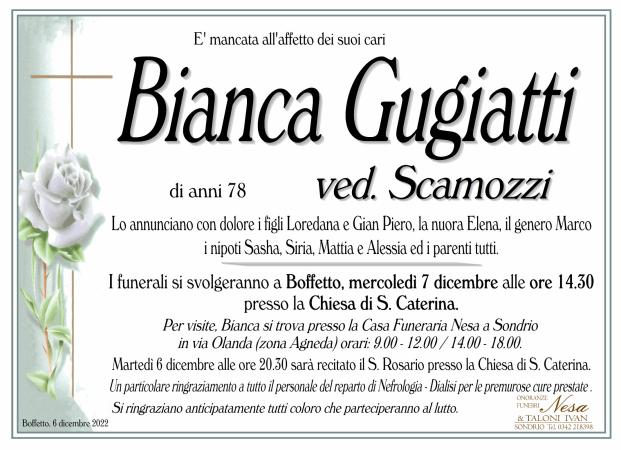 Necrologio Bianca Gugiatti ved. Scamozzi