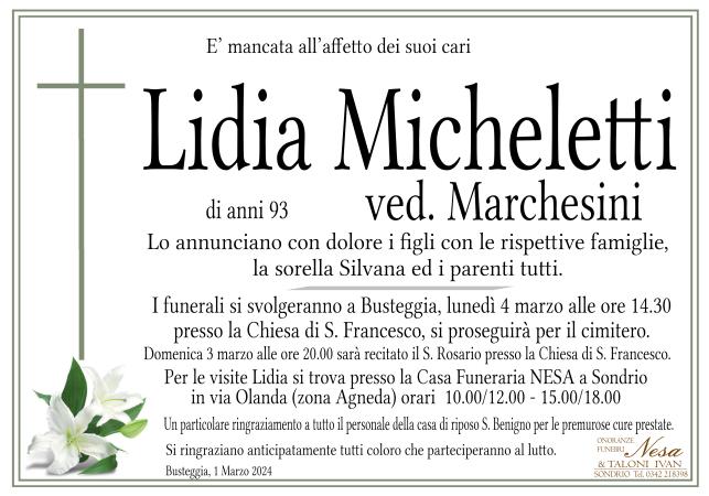 Necrologio Lidia Micheletti ved. Marchesini