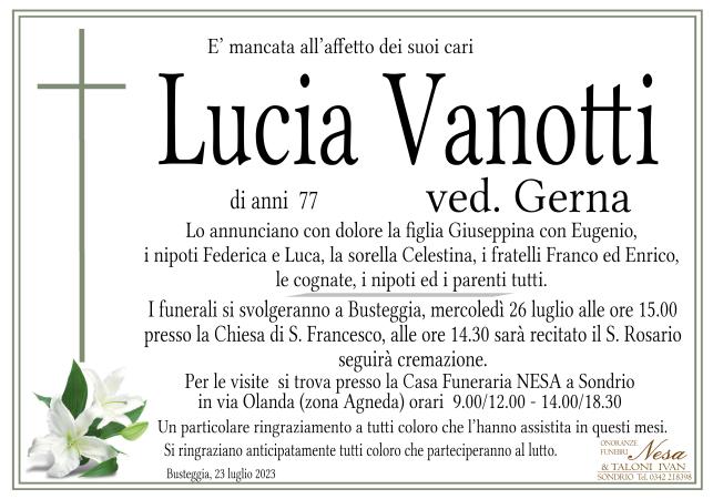 Necrologio Lucia Vanotti ved. Gerna