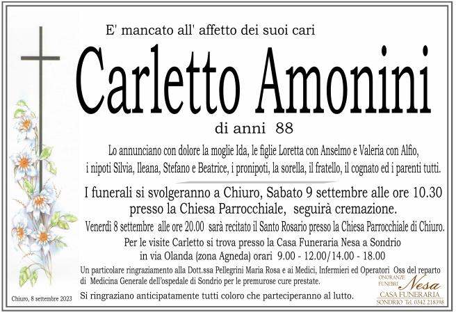 Necrologio Carletto Amonini