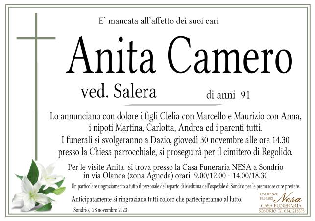 Necrologio Anita Camero ved. Salera
