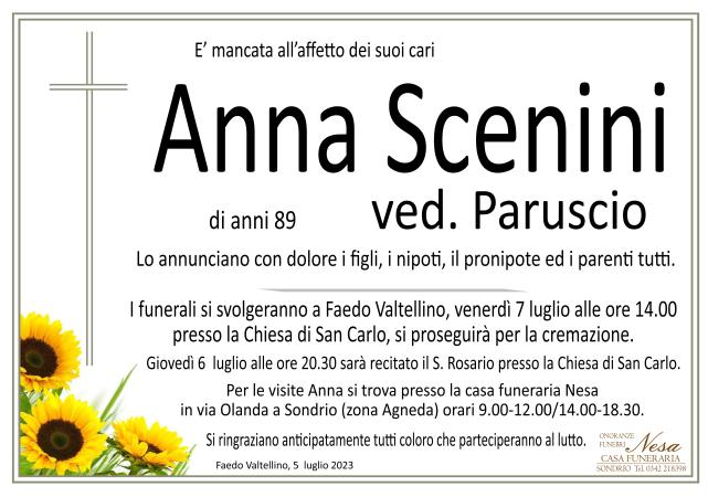 Necrologio Anna Scenini ved. Paruscio