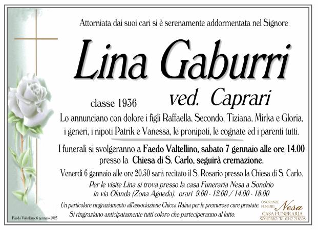 Necrologio Lina Gaburri ved. Caprari