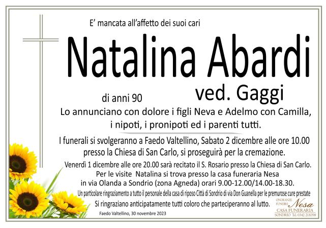 Necrologio Natalina Abardi ved. Gaggi