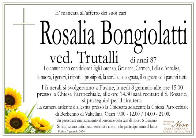 Necrologio Rosalia Bongiolatti ved. Trutalli