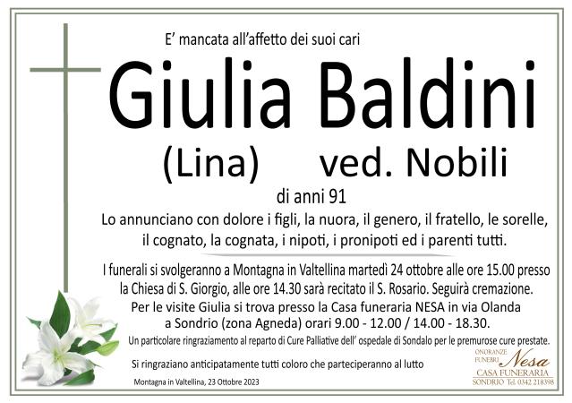 Necrologio Giulia Baldini ved. Nobili