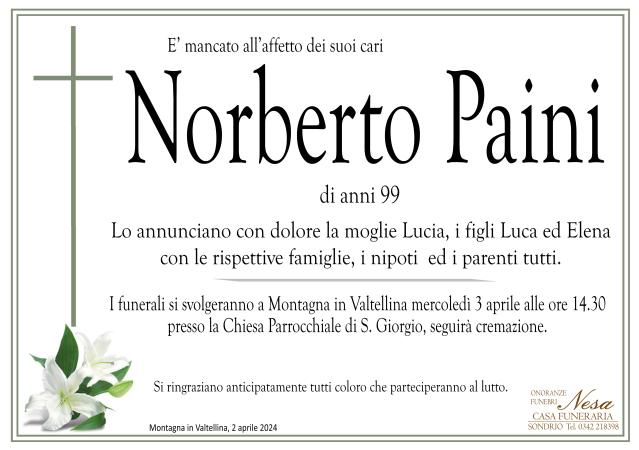Necrologio Norberto Paini