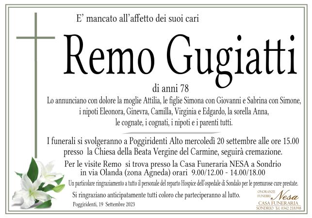 Necrologio Remo Gugiatti