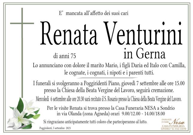 Necrologio Renata Venturini in Gerna