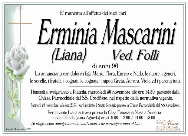 Necrologio Erminia (Liana) Mascarini ved. Folli