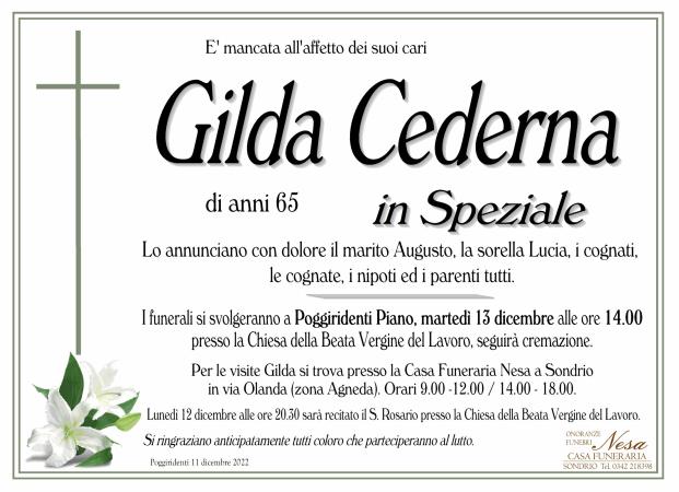 Necrologio Gilda Cederna in Speziale