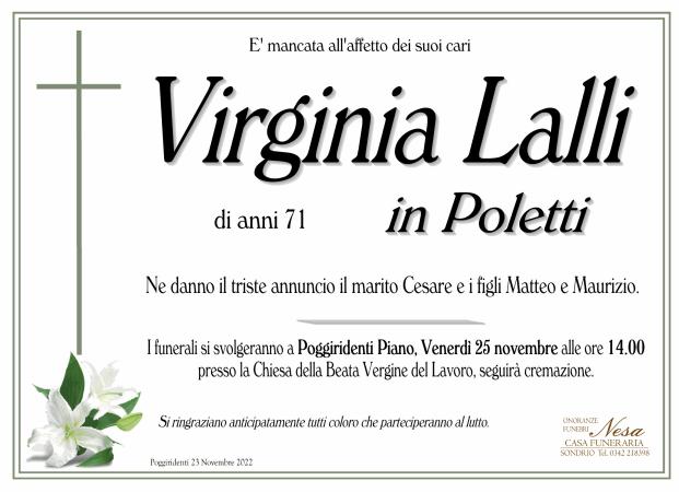 Necrologio Virginia Lalli in Poletti