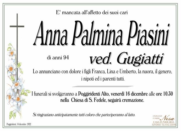 Necrologio Anna Palmina Piasini ved. Gugiatti