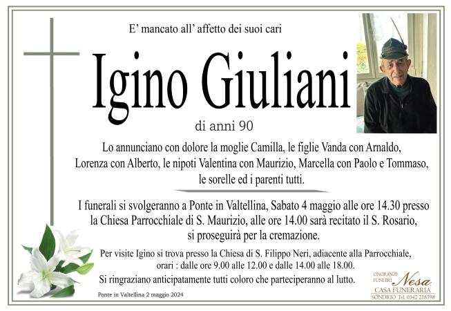 Necrologio Igino Giuliani