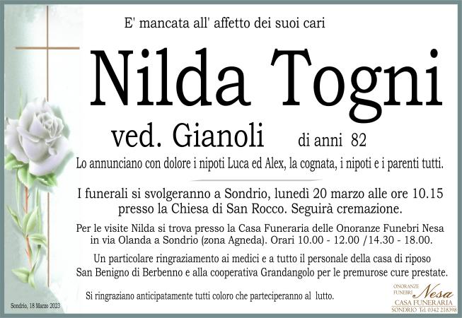 Necrologio Nilda Togni ved. Gianoli