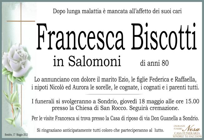 Necrologio Francesca Biscotti in Salomoni