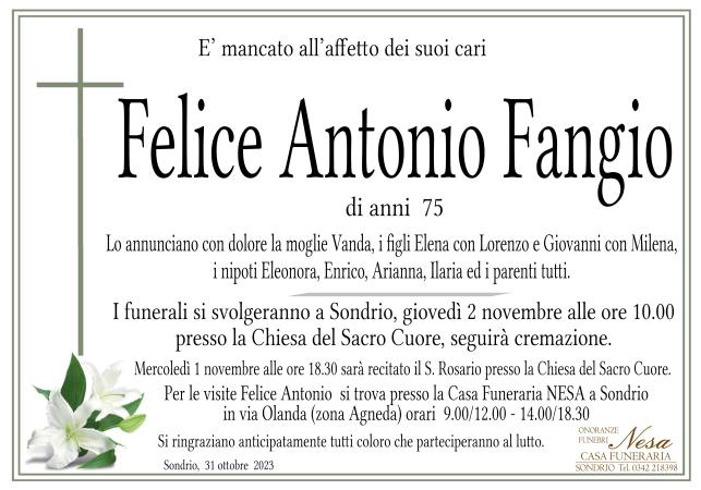 Necrologio Felice Antonio Fangio
