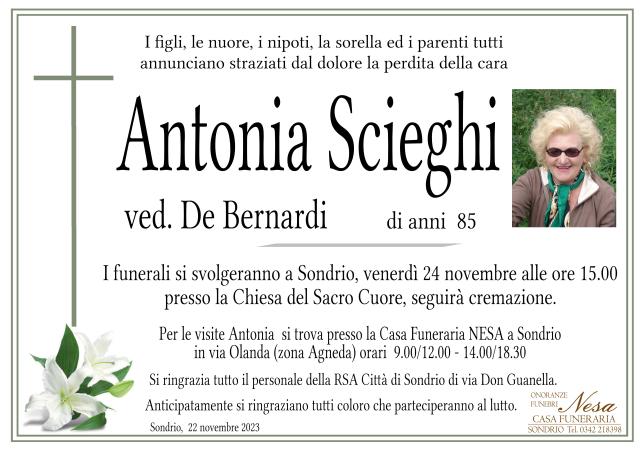 Necrologio Antonia Scieghi ved. De Bernardi