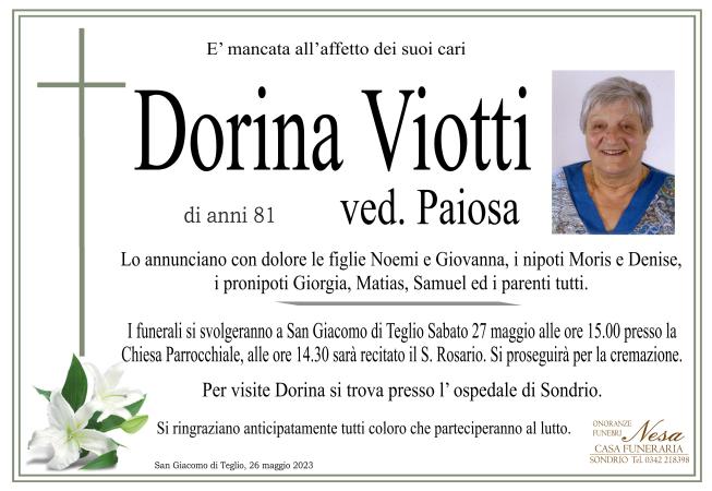 Necrologio Dorina Viotti ved. Paiosa
