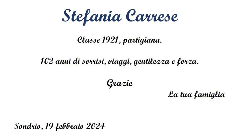 Necrologio Stefania Carrese