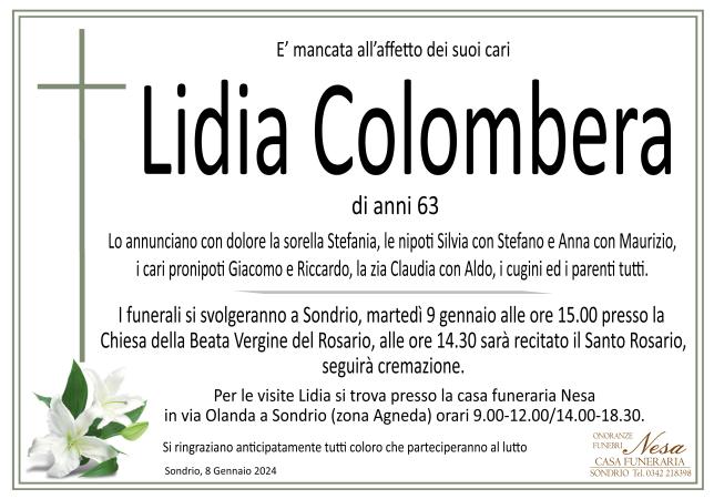Necrologio Lidia Colombera