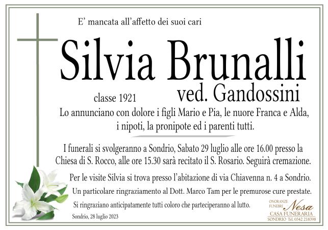 Necrologio Silvia Brunalli  ved. Gandossini