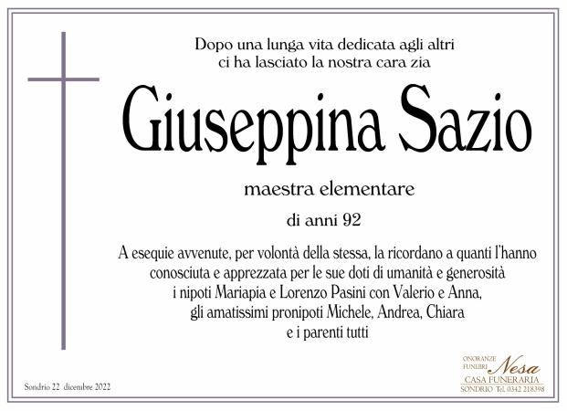 Necrologio Giuseppina Sazio