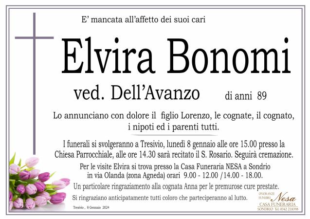 Necrologio Elvira Bonomi ved. Dell'Avanzo