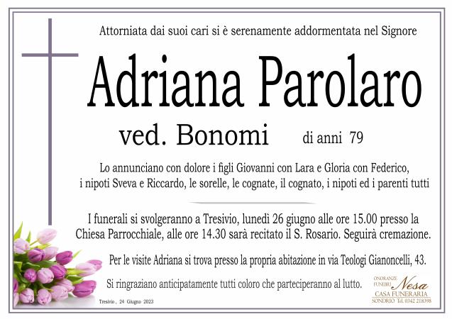Necrologio Adriana Parolaro ved. Bonomi