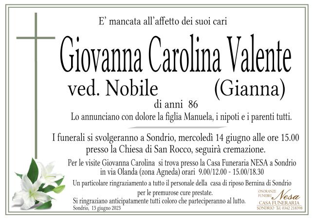 Necrologio Giovanna Carolina Valente ved. Nobile