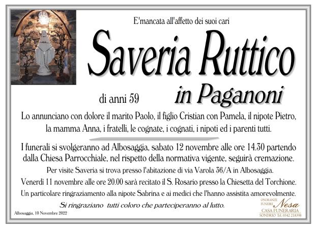 Necrologio Saveria Ruttico in Paganoni