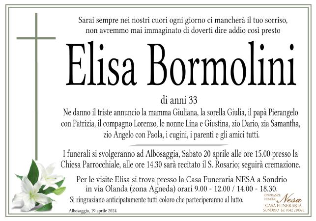 Necrologio Elisa Bormolini