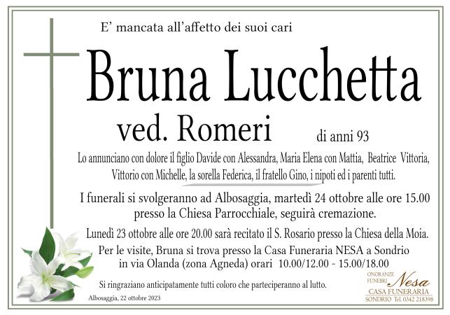 Necrologio Bruna Lucchetta ved. Romeri