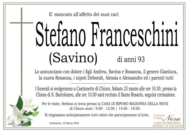 Necrologio Stefano (Savino) Franceschini
