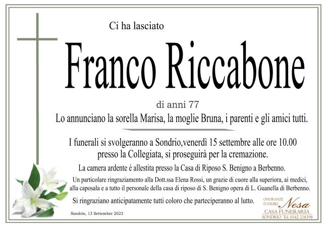 Necrologio Franco Riccabone