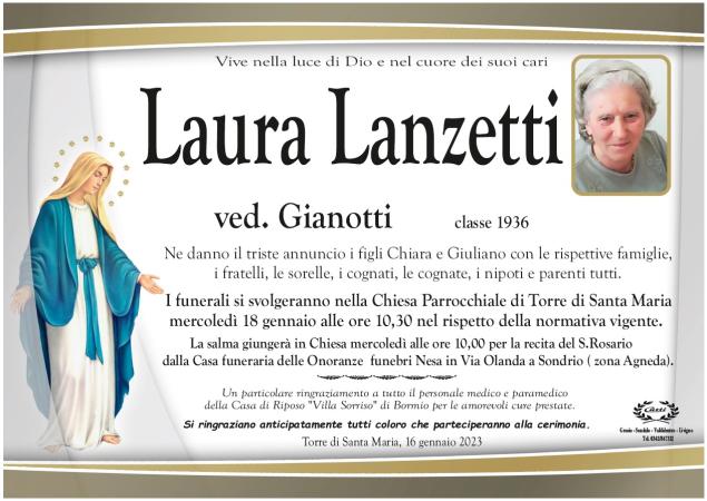 Necrologio Laura Lanzetti ved. Gianotti