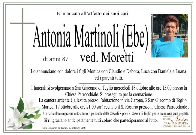 Necrologio Antonia Martinoli (Ebe) ved. Moretti