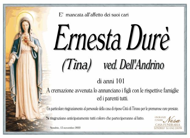 Necrologio Ernesta Durè ved. Dell'Andrino