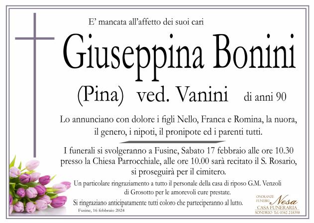 Necrologio Giuseppina Bonini ved. Vanini