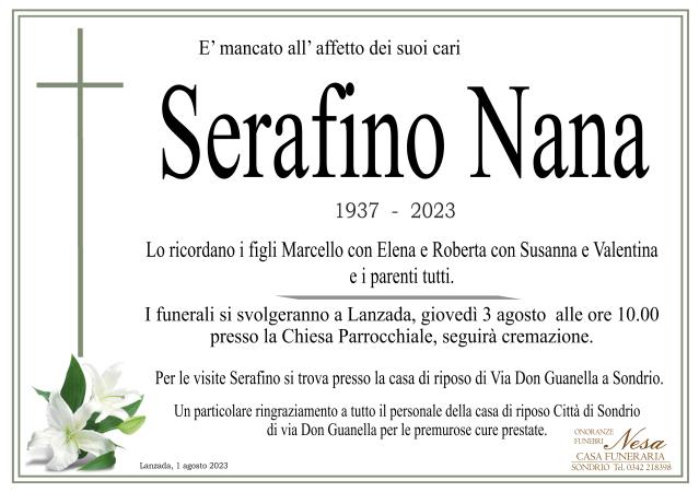 Necrologio Serafino Nana
