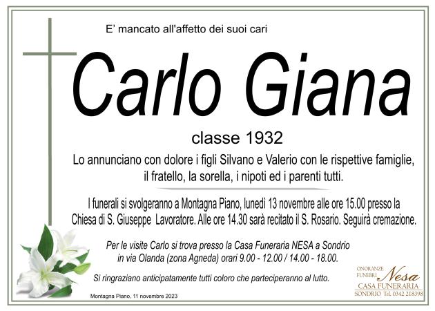 Necrologio Carlo Giana