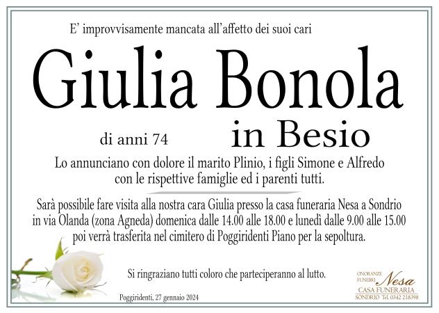 Necrologio Giulia Bonola in Besio