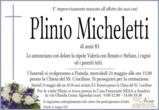 Necrologio Plinio Micheletti