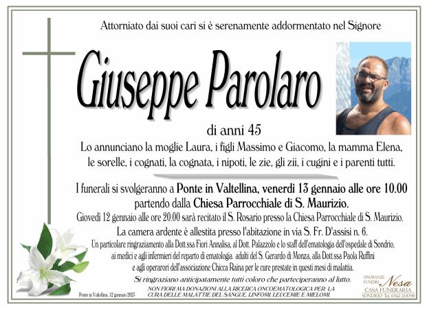 Necrologio Giuseppe Parolaro