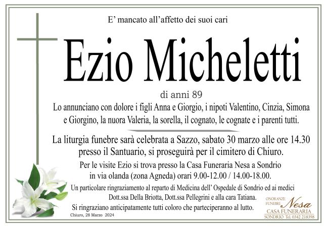 Necrologio Ezio Micheletti