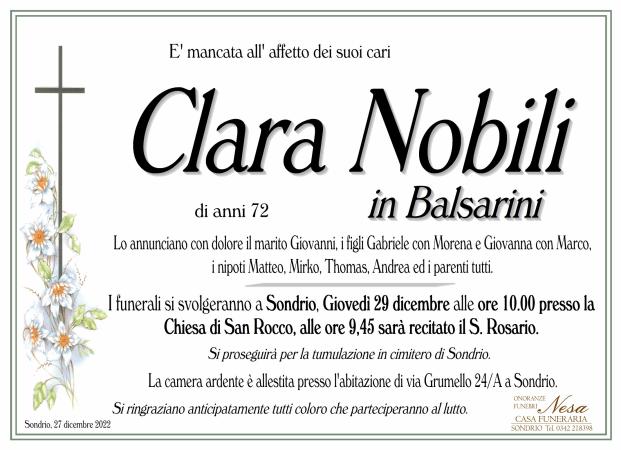 Necrologio Clara Nobili in Balsarini