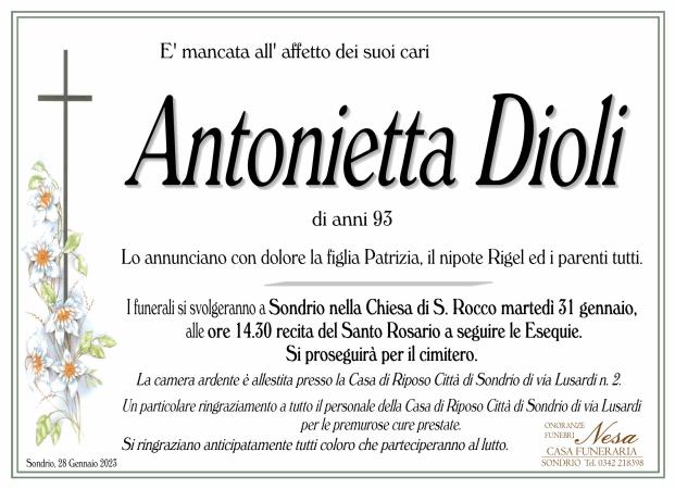 Necrologio Antonietta Dioli