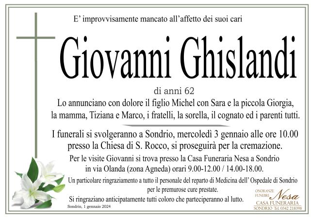 Necrologio Giovanni Ghislandi