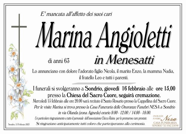 Necrologio Marina Angioletti in Menesatti