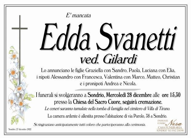 Necrologio Edda Svanetti ved. Gilardi
